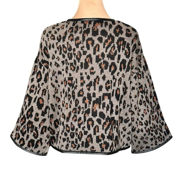NWT RACHEL ROY Leopard Print Cardigan Jacket Sz.M Tan Black Wool Blend Mob Wife - Picture 5 of 11